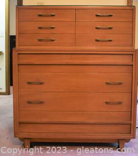 Mid Century Modern Rway Highboy Dresser with Glass Protective Top [Upstairs]